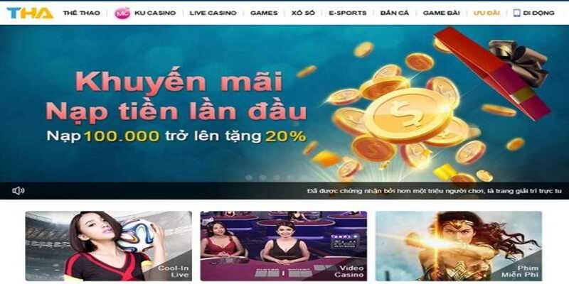 Khuyến mãi THABET nạp đầu lên đến 20%